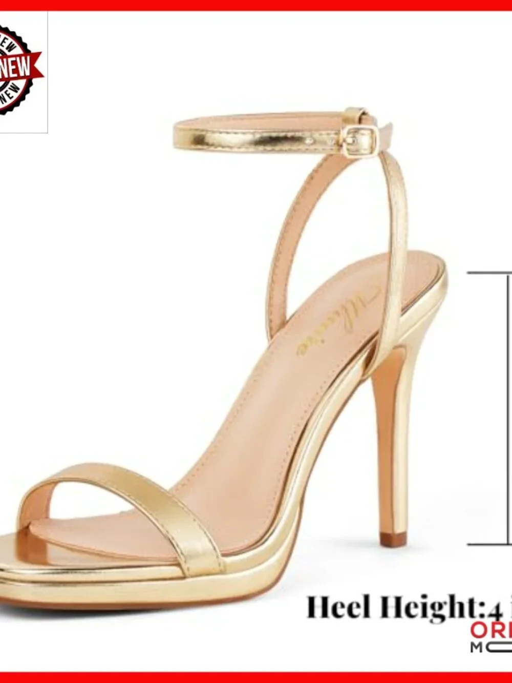 Women's 4.3 Inch Stiletto Heel Strappy Sandals Square Toe Adjustable Ankle Strap